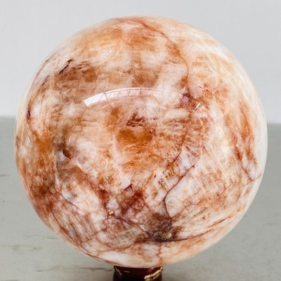 Natural Red Glue Flower Quartz Sphere Crystal Ball Healing 5640G
