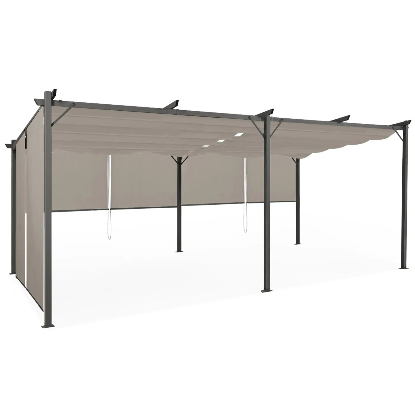 Pergola 3x6 M toit rétractable grand format avec store taupe extérieur