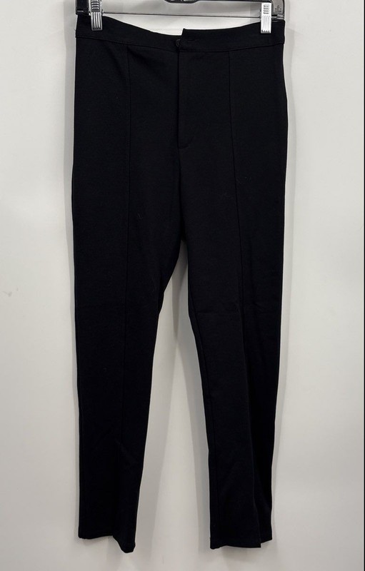NWT Anthropologie Amadi Women's Black Stretch Slit Front Ankle Pants Size S