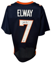 Denver Broncos John Elway Autographed Pro Style Navy Blue Jersey BAS Authenti...