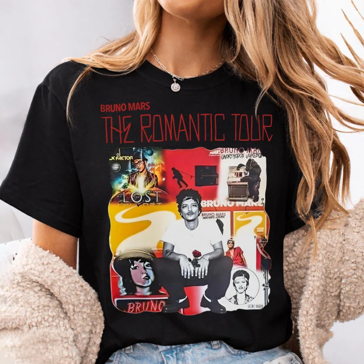 HOT NEW !! Bruno Mars The Romantic Tour Tee 2026, Graphic Tee Size