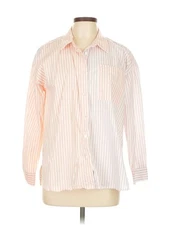 Olive and Oak Women Orange Long Sleeve Button-Down Shirt L