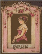 Beauty Corsets & Roses Paris Counted Cross-Stitch Pattern Needlepoint