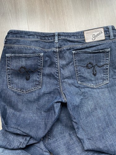 Guess W32 Vintage Palm Springs Premium stretch straight cut jeans Y2K Gem detail - Picture 4 of 16