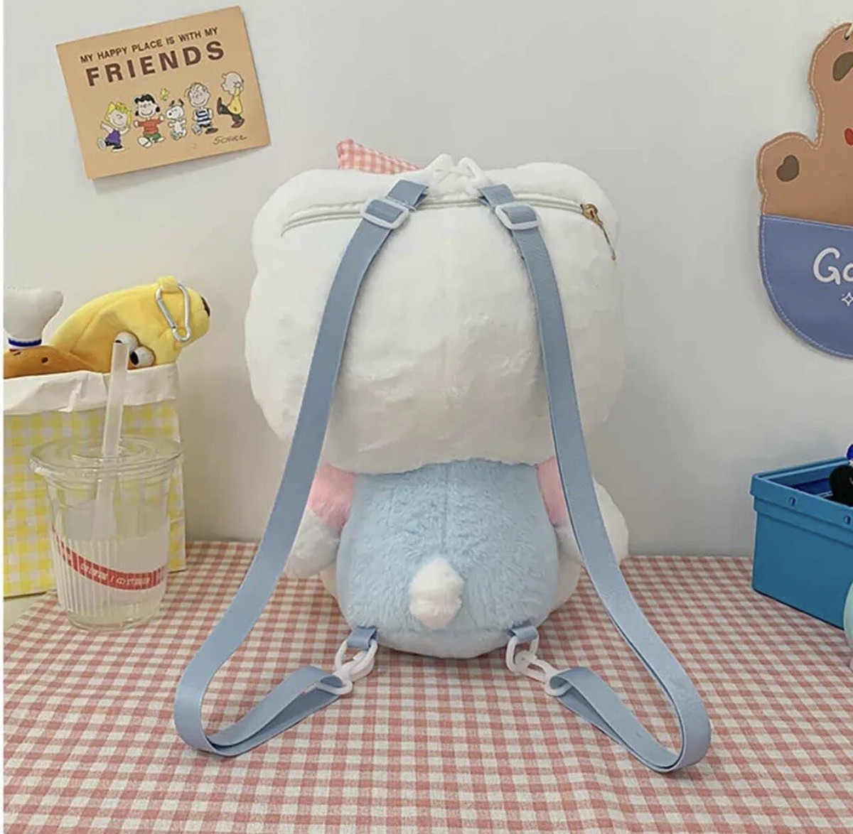 HELLO KITTY NWT PLUSH STUFFED TOY BACKPACK In Blue/Yellow Hello Kitty Blue Overalls Stuffed Animal | Mercari main image 2