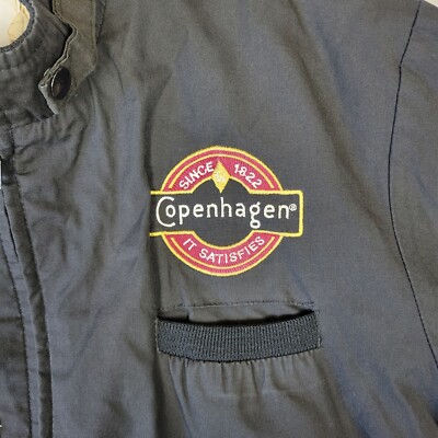 Vintage Copenhagen Tobacco Jacket Men's Medium Black Bowling Patches  K-Brand USA