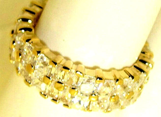 Anillo banda eternidad ancho placa oro amarillo 2 filas circonita infinita 18kt talla 6 NUEVO Foto 4 de 4