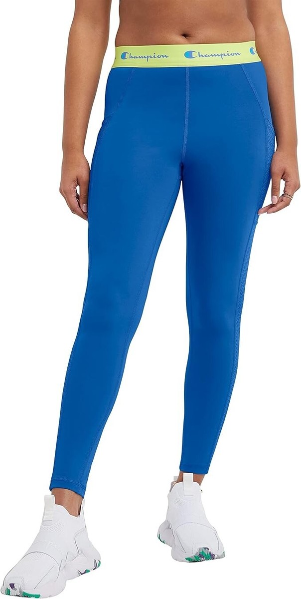 Champion Absolute Leggings 7/8 Moisture-Wicking Script Waistband, Odyssey  Blue S | eBay