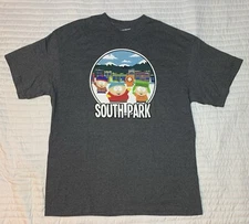 South Park Mens XL Gray Graphic T Shirt of Cartman Kenny Kyle Stan Tee