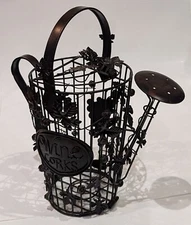 Metal Wine Cork Holder Watering Can Shape, Soft Brown Patina, Home Decor 14"T