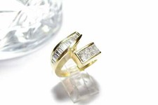 2ct Baguette & Simulated Diamond Bypass Design Ring Yellow Gold Plated