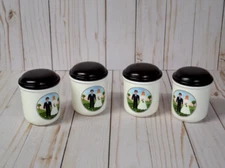 Brand New Lot Of 4 Villeroy & Boch Naif Wedding Covered Jar Canister Small 1748