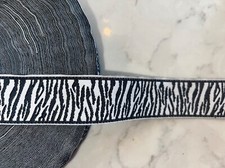 5 yards black white tiger zebra animal print woven jacquard ribbon 1.25" wide