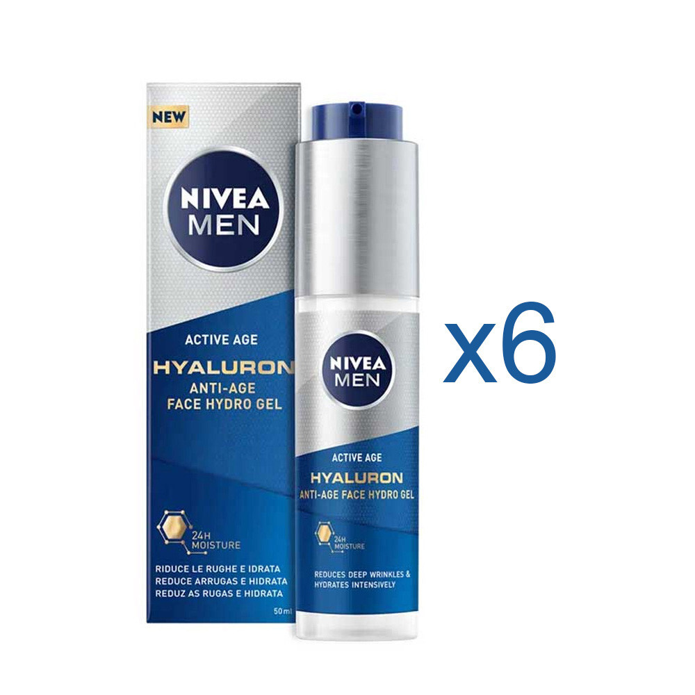 Crema Viso Uomo In Gel Pelli Mature Nivea Men Active Age Hyaluron 50ml 6pz