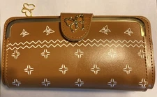 Butterfly Clutch Purse with Butterfly Charm Zipper Pull, Brown w/White Accents