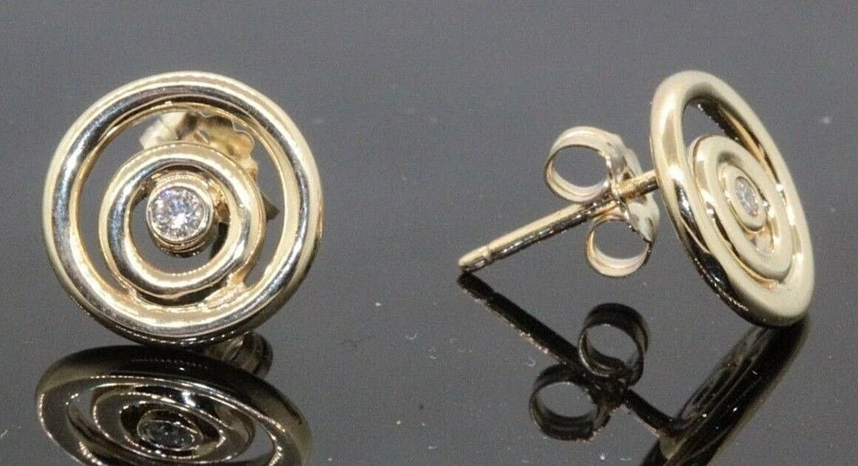 Aretes vintage de oro amarillo de 14 k con halo de diamantes joyería Swarovski Foto 3 de 4