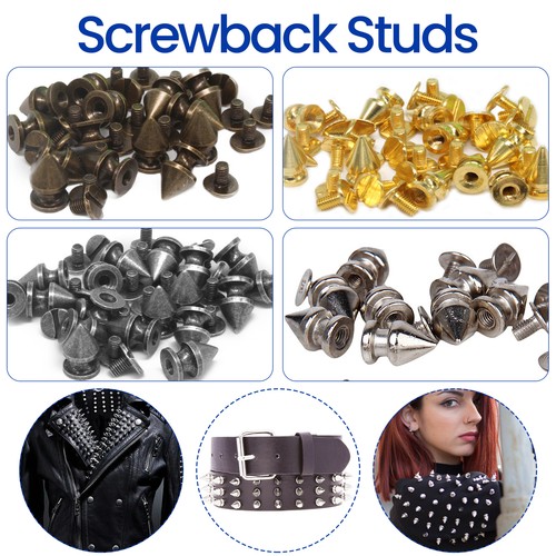 Brass Spike Cone Rivets Screw Back Studs for DIY Leather Jackets Belt Tree Shape - 第 1/31 張圖片