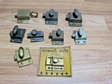 Lot Of 9 Vintage Antique Cabinet Door Latch Farm House Thumb Lock Bolts