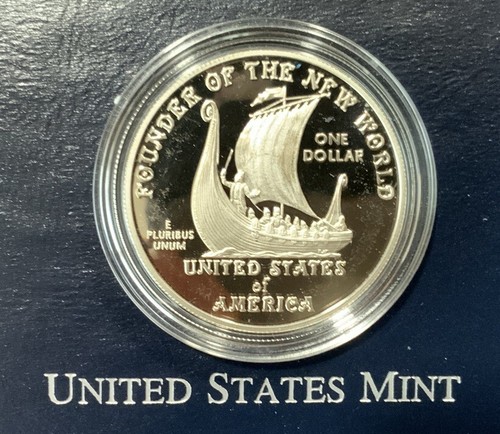 2000 Leif Ericson Millennium Commemorative Proof Silver Dollar 2 Coin Set USMINT - Picture 10 of 11