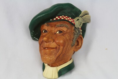 Vintage 1961 Bossons Jock Chalkware Character Head England Collectible Unique