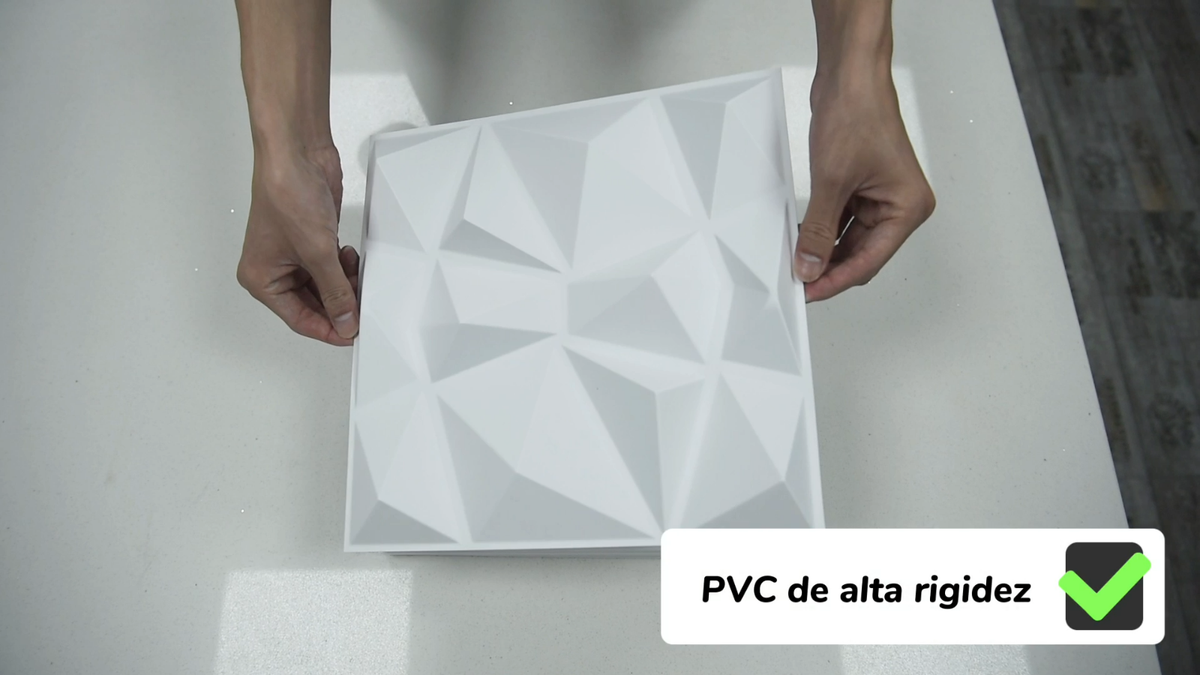 Pannelli Parete 3D In PVC Diamond - Bianco, 33 Pezzi, 30x30cm, Decorazione Interna