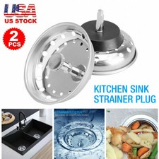 2 Pack Stainless Steel Kitchen Sink Strainer Stopper Drain Basket Waste Plug USA