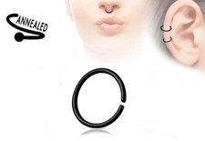 Nose Hoop Split Ring Annealed 20 Gauge 5/16" Titanium Black IP 