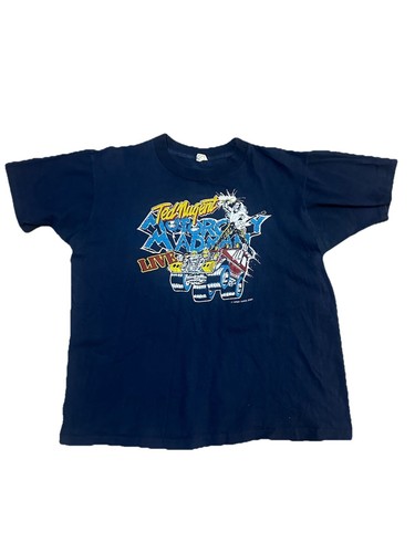 T-shirt concerto vintage anni 80 1980 Ted Nugent Motor City Madman concerto band marina - Foto 2 di 5