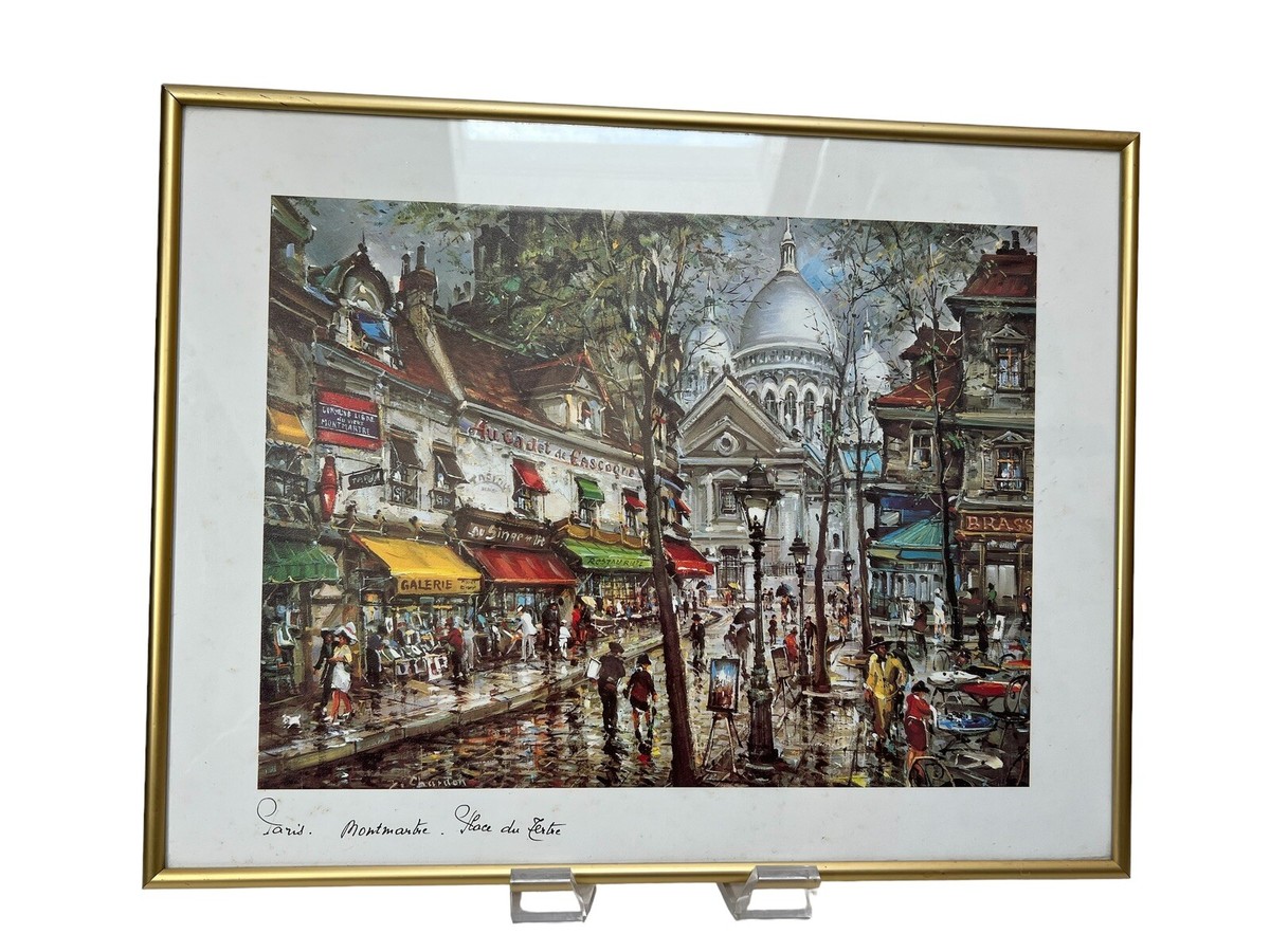 Vintage Jacques Chardon Sign/ frame Print of Place Du Tertre