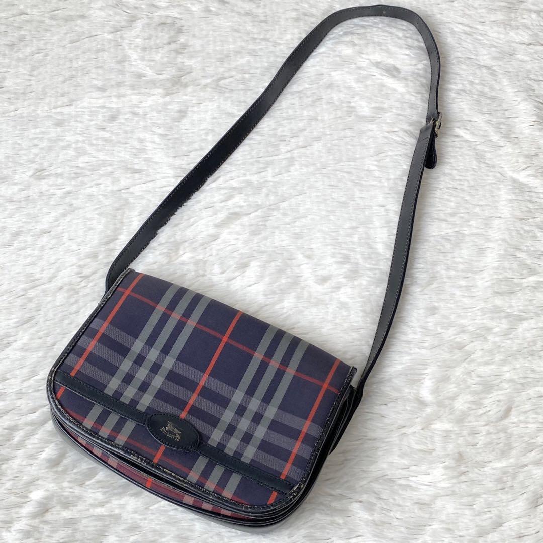Burberry Shoulder Bag Nova Check Canvas Navy Authentic F10171216