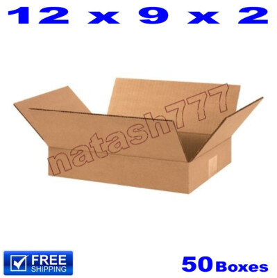50 - 12x9x2 Cardboard Boxes Mailing Packing Shipping Moving Corrugated Carton