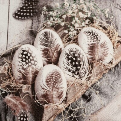 20 Servietten Natural Easter Eggs Natürliche Eier Federn Landhaus Ostern 33x33cm