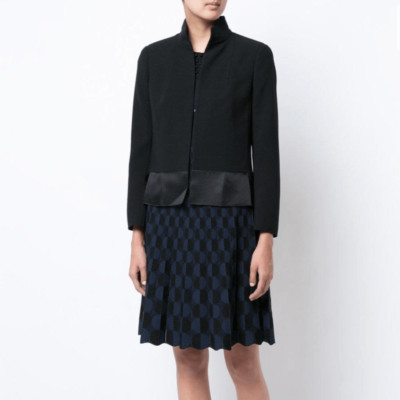 AKRIS Ilke Black Double Face Short Wool Jacket Size US 8
