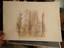 Art watercolor print MADS STAGE PRINT New York City St. Patrick's Cathedral NYC