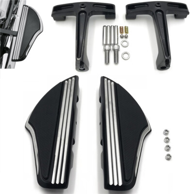 Shark Fin Leaf Defiance Passenger Footboard Kit For Harley Touring 93-08 Black