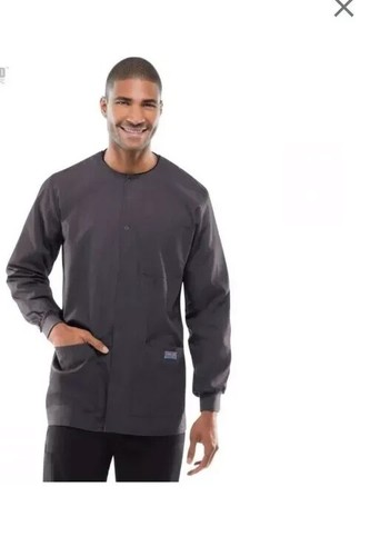 Cherokee Workwear Scrubs Men's Snap Front Warm-Up Jacket Black