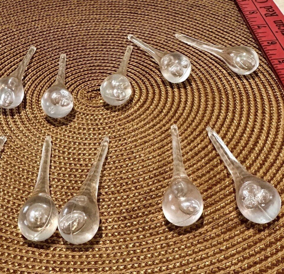 Vintage 3” Icicle teardrop bubbles Christmas Holiday Decor Ornaments Lot of 10