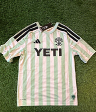 adidas Youth Unisex Soccer Jersey Short Sleeve White/Mint Striped 13-14Y 164