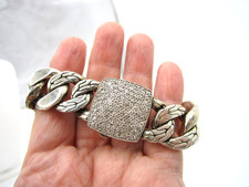 John Hardy Sterling Silver Pave White Topaz Large 140 Gram Batu Braided Bracelet