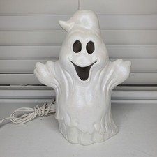 Ceramic Glitter Ghost Figure Halloween Statue...
