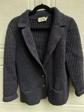 Jayson Younger Navy Marbled 100 Wool Button Cardigan Sweater Large