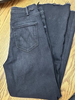 MOTHER The Hustler Ankle Fray Skinny High Rise Black Denim Jeans, Size 29