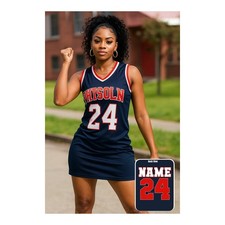 Custom Name Number Jersey Dress, Women Basketball Jersey Dress, Ladies Throwback