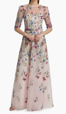 Teri Jon by Rickie Freeman Floral Embroidered Gown Size 8 New With Tags