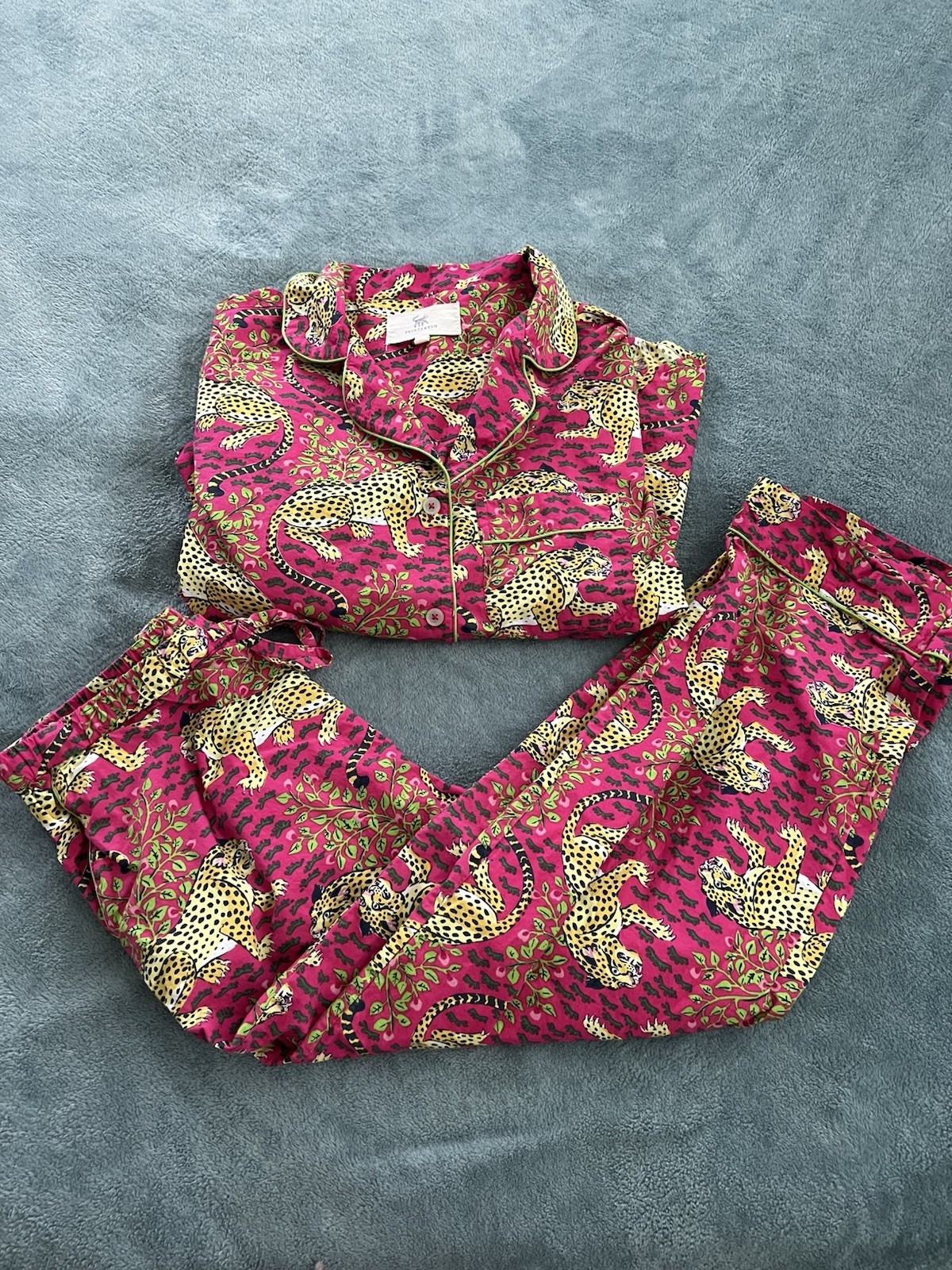 Print Fresh Bagheera Panther Print Pajamas Size PETITE Medium M Pink Organic