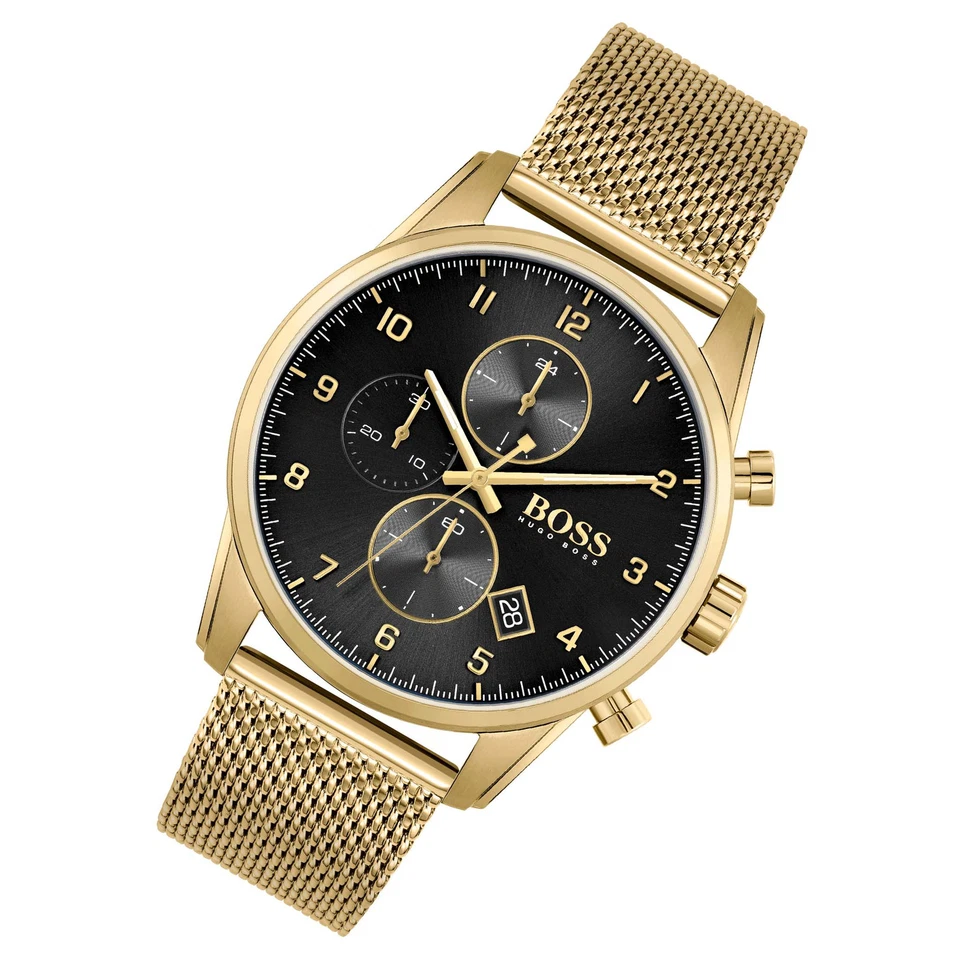 Hugo Boss Gold Steel Mesh Black Dial Chronograph Men's Watch - 1513838 - image 2 of 4