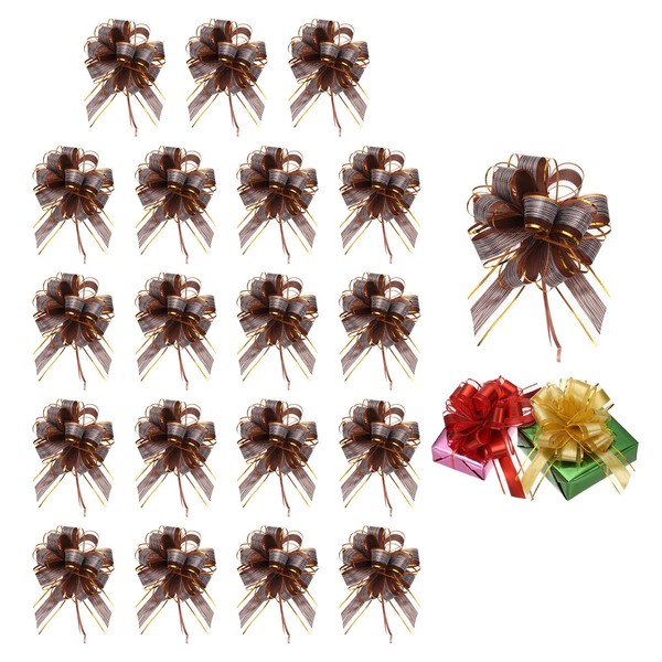 "20X GroßE 9\" Organza-Geschenkschleifen, Kaffee, Metallisch"-image