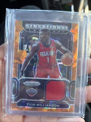 2021-22 Panini Prizm Sensational Swatches Orange Ice Zion Williamson #SW-ZWL