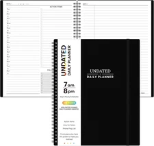 Daily Planner Undated - Spiral Appointment Planner, 208 Pages, 8.8" X 11", Daily