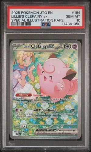 2025 POKEMON JTG EN-JOURNEY TOGETHER #184 LILLIE'S CLEFAIRY EX PSA 10